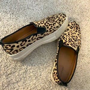 Cheetah print platform slip on shoes